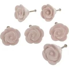 Dritz&reg; Home Pale Pink Ceramic Flower Knob, 6ct.