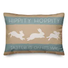 Hippity Hoppity Bunnies Tan 14" x 20" Indoor / Outdoor Pillow