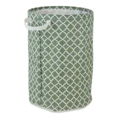 DII&reg; Round Lattice PE-Coated Cotton Polyester Laundry Hamper Artichoke Green