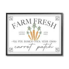 Stupell Industries Farm Fresh Carrot Patch Seasonal Springtime Vegetables Framed Giclee Art Black