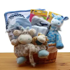 Jungle Safari Blue New Baby Gift Basket