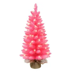 3ft. Pre-Lit Pink Artificial Christmas Tree, Clear LED Lights