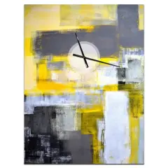 Designart 'Grey And Yellow Blur Abstract Modern Rectangular Wall Clock
