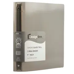 JAM Paper 1.5" Glass Twill Plastic 3-Ring Binder Smoke