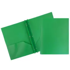 JAM Paper 9.5" x 11" Plastic 2 Pocket School POP Folders with Clasps, 6ct. Green