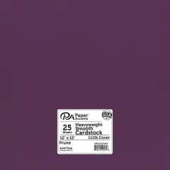 PA Paper&trade; Accents 12" x 12" 111lb. Smooth Cardstock, 25 Sheets Prune