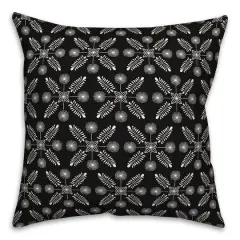 18" Meadow Leaves Indoor/Outdoor Pillow Black