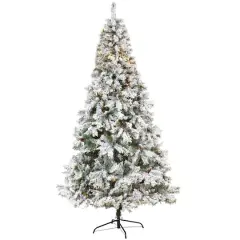 8ft. Pre-Lit White River Mountain Pine Artificial Christmas Tree, Clear LED Lights