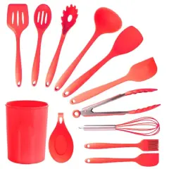 MegaChef Red Silicone Cooking Utensils Set, 12ct.