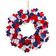 18" Red, White & Blue Americana Hydrangea Wreath