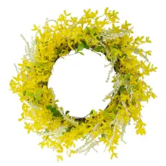 22" Yellow Forsythia & Leaves Wreath