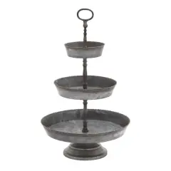 22" Gray Iron Farmhouse 3 Tier Tray Stand