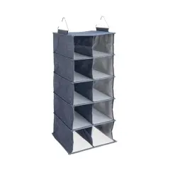 Household Essentials Denim 27" Cotton Blend & Plastic 10 Shelf Closet Shoe Organizer