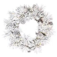 36" Warm White LED Flocked Atka Pine Wreath