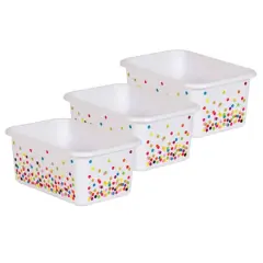 Teacher Created Resources&reg; Small Confetti Plastic Storage Bin, 3ct. White
