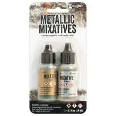 Tim Holtz&reg; Alcohol Ink Metallic Mixative Set, Gold & Silver