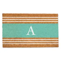 Teal Monogram Stripe Doormat A
