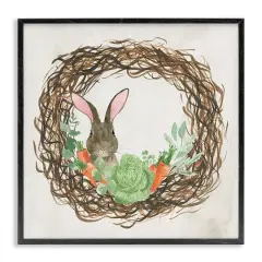 Stupell Industries Spring Easter Wreath Framed Giclee Art Black