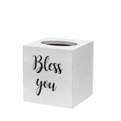 Elegant Designs Bless You Tissue Box Cover White Wash