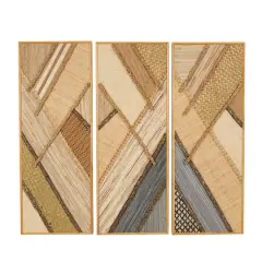 Brown Handmade Geometric Textured Mixed Media Diagonal Wall D&eacute;cor Set