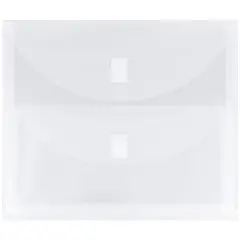 JAM Paper 9.5" x 11.5" Clear 2-Pocket Plastic Hook & Loop Closure Envelopes, 12ct.