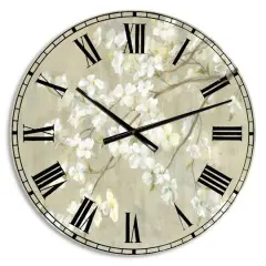Designart Neutral Dogwood In Spring Farmhouse Wall Clock