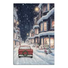 Snowy Christmas Village Canvas Wall Art