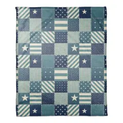 Nautical Patchwork Coral Fleece Blanket