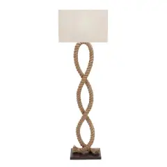 Brown Jute Rope and Iron Rustic Floor Lamp, 63" x 20" x 9"
