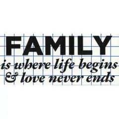 Leisure Arts&reg; Vinyl Family Is Where Life Begins Black Wall Decal