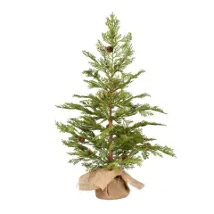 24" Unlit Cedar Pine Artificial Christmas Tree in Burlap Base