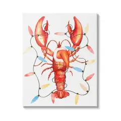 Stupell Industries Nautical Lobster Christmas Lights Canvas Wall Art