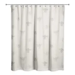 Delicate Bee Fabric Shower Curtain, 71" x 74" Cream/Gray