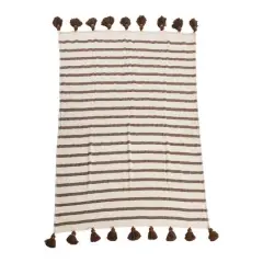 Hello Honey&reg; Brown Wide Striped Cotton Throw Blanket with Tassels