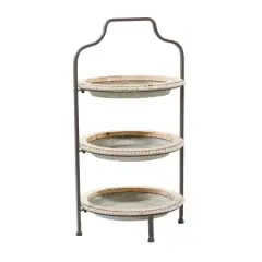 Gray Metal Farmhouse Tiered Server, 29" x 16" x 15"
