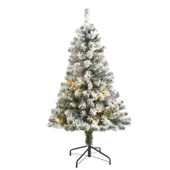 4ft. Pre-Lit Flocked West Virginia Fir Artificial Christmas Tree, Clear LED Lights
