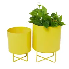 Yellow Modern Planter, Set of 2" 16", 13"