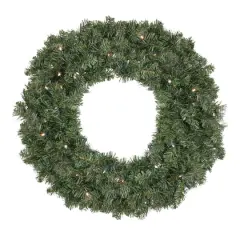24" Pre-Lit Canadian Pine Artificial Christmas Wreath
