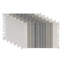 DII&reg; 13" x 20" Fringed Striped Tabletoppers, 6ct. Black