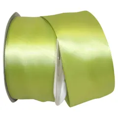 JAM Paper 2.5'' x 50yd. Double Face Satin Ribbon Green Grass