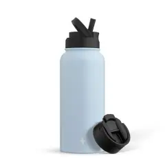 JoyJolt&reg; 32oz. Vacuum Insulated Water Bottle With Flip Lid & Sport Straw Lid Blue