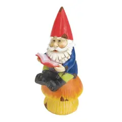 9.5" Bookworm Gnome Solar Statue