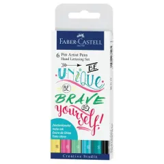 Faber-Castell&reg; PITT&reg; 6 Color Artist Pens Hand Lettering Wallet Set I