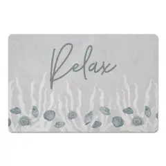 Relax Shell & Coral Border Floor Mat Blue Shell and White Coral Border on Blue