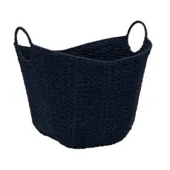 Household Essentials 17.5" Woven Paper Rope Basket with Handles Blue