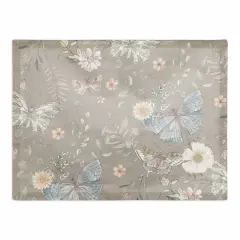 Butterflies Cotton Twill Placemat Gray
