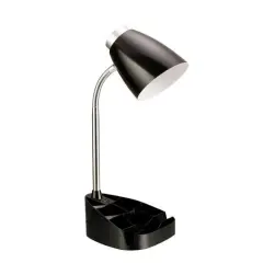 LimeLights 18.5" Gooseneck Organizer Desk Lamp with Tablet Stand Black