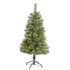 4ft. Pre-Lit Wisconsin Slim Snow Tip Pine Artificial Christmas Tree with Clear LED Lights