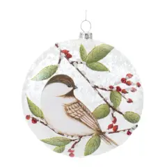 6ct. 5" Glass Chickadee Bird Ball Ornament