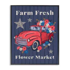 Stupell Industries Farm Fresh Patriotic Market Framed Giclee Art Black